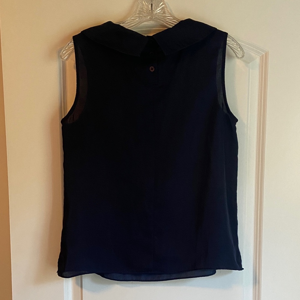 Talbots Dark Blue Sleeveless Collared Blouse Size 8P - Picture 6 of 6